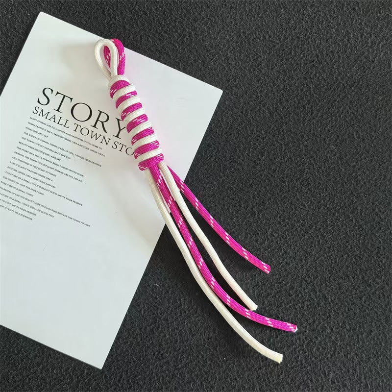 Colorful Miu-style trendy handmade knotted braided rope keychain lanyard