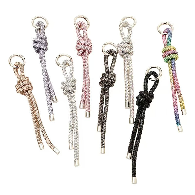 Colorful Miu-style trendy handmade knotted braided rope keychain lanyard