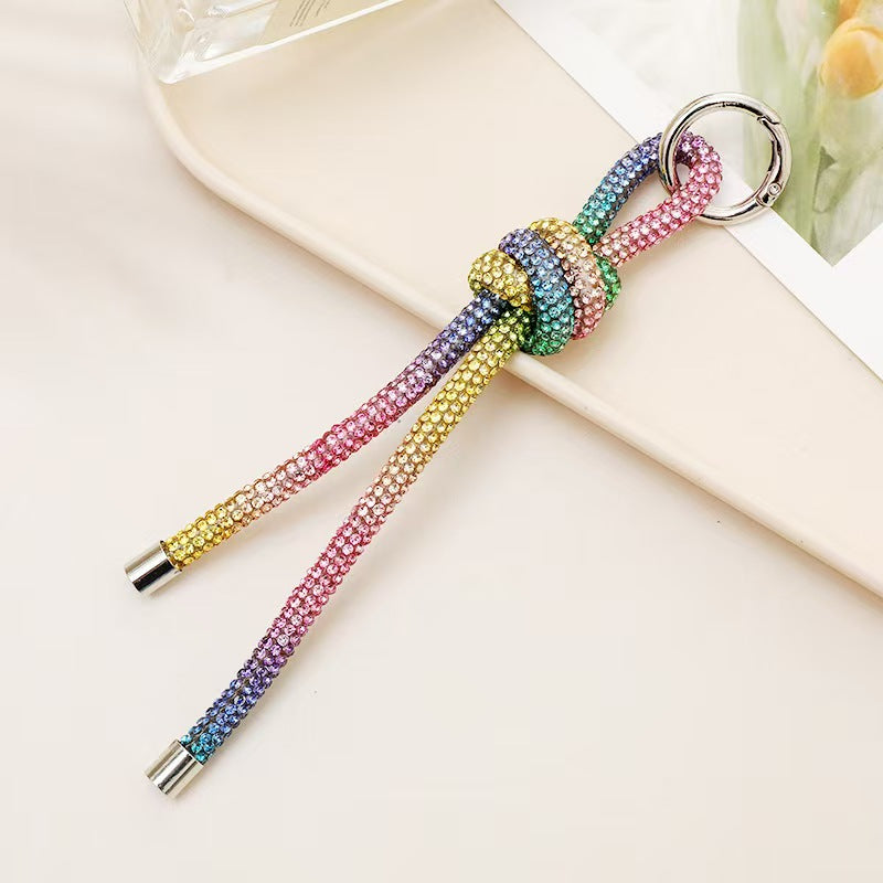 DIY Rhinestone Car Keychain, High-End Style Women's Bag Charm Accessory, Glass Diamond Phone Strap Chain