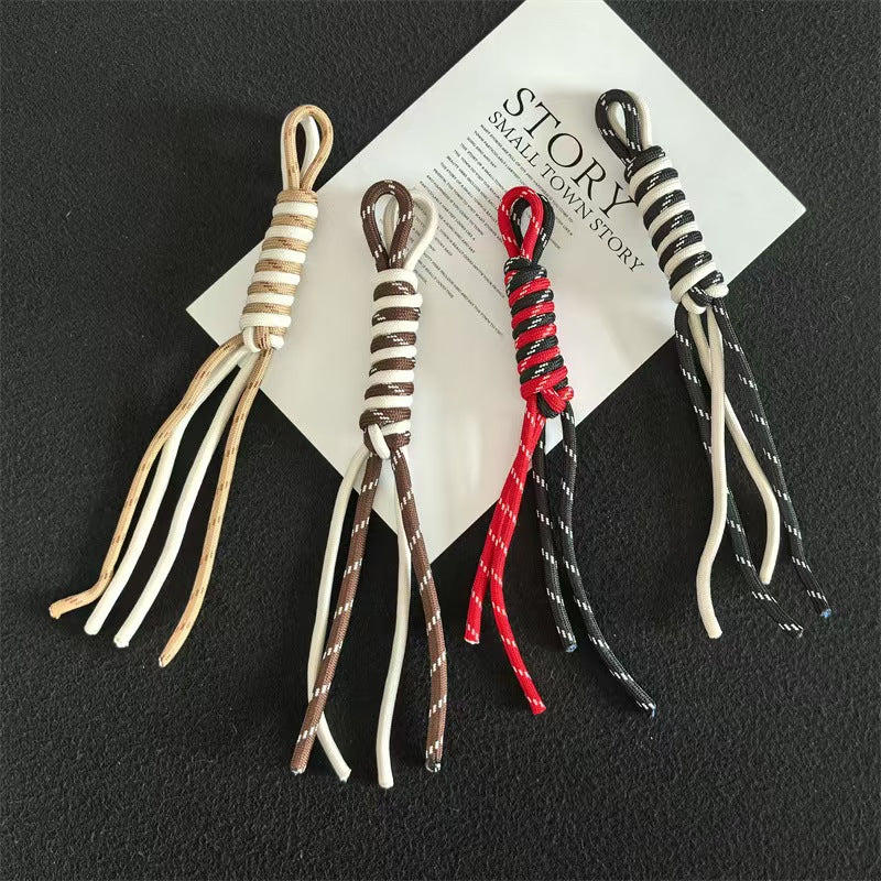 Colorful Miu-style trendy handmade knotted braided rope keychain lanyard