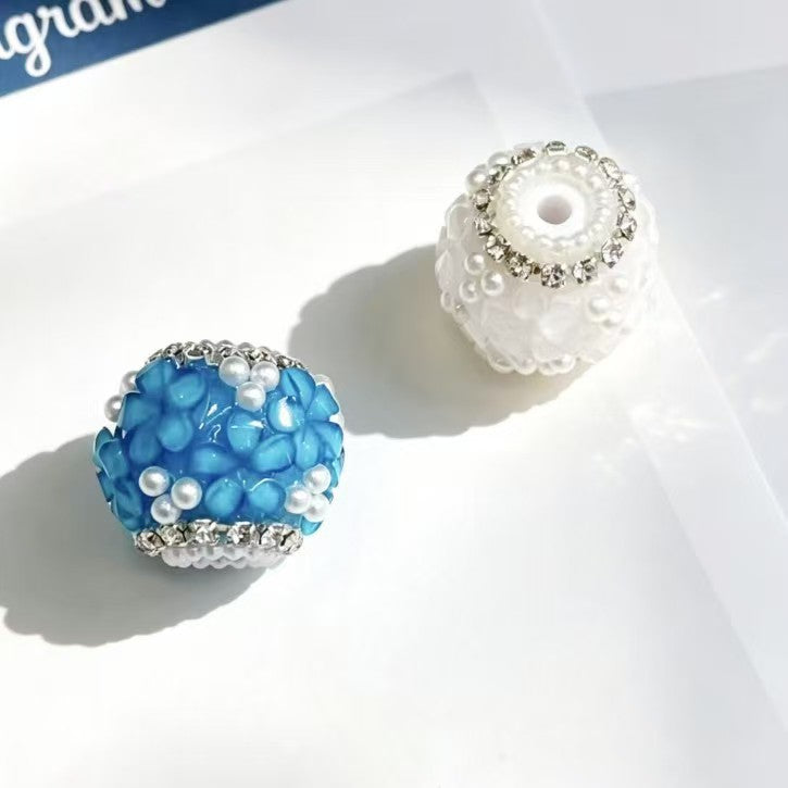 New heavy-duty flower ball beads, loose beads with straight holes for DIY jewelry, phone charms, beaded pens, and keychain accessories