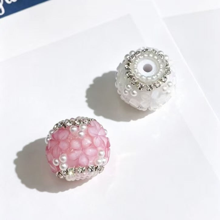 New heavy-duty flower ball beads, loose beads with straight holes for DIY jewelry, phone charms, beaded pens, and keychain accessories